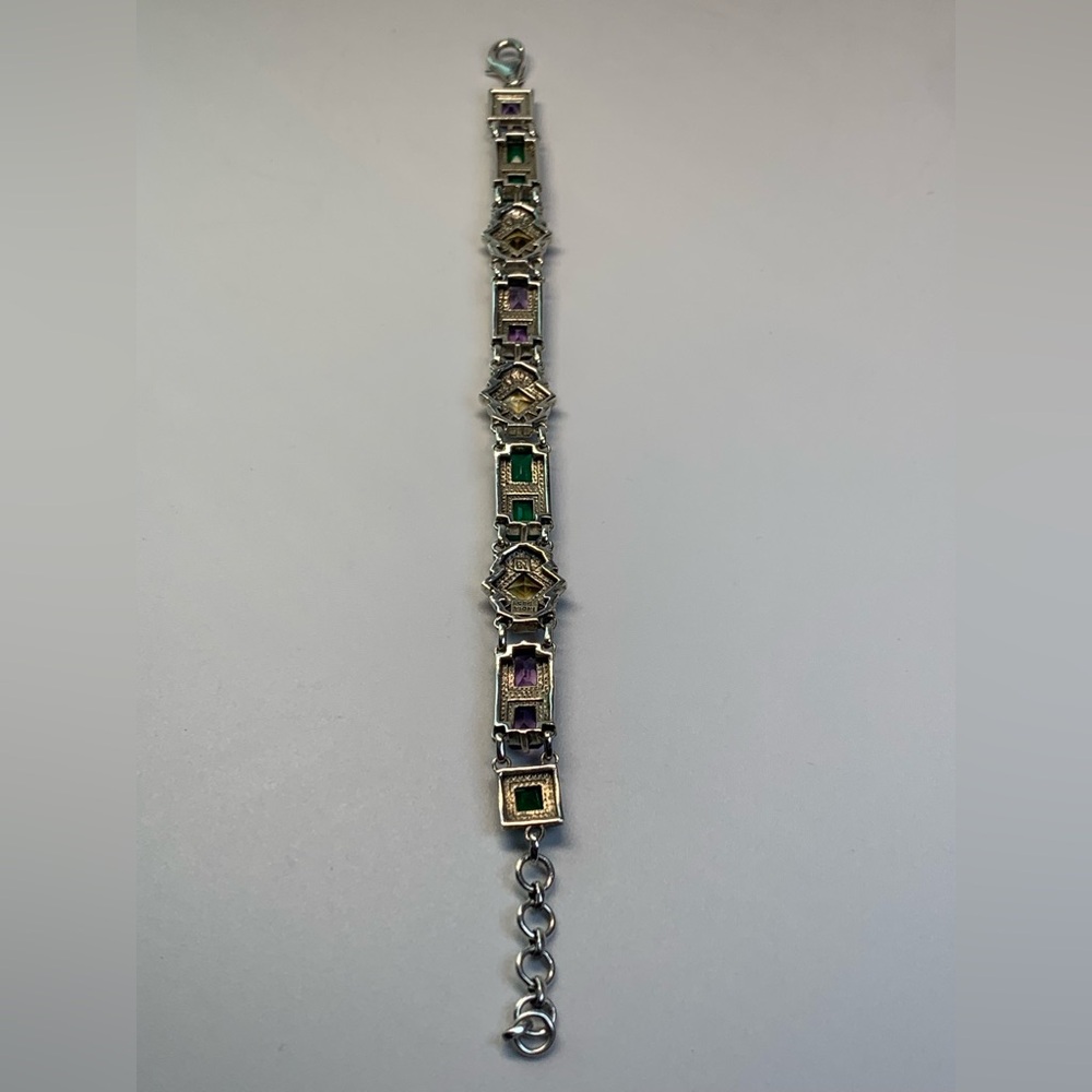Nicky Butler Rare Sterling w/Faceted Citrine, Amethyst Green Chalcedony Bracelet - Picture 8 of 15